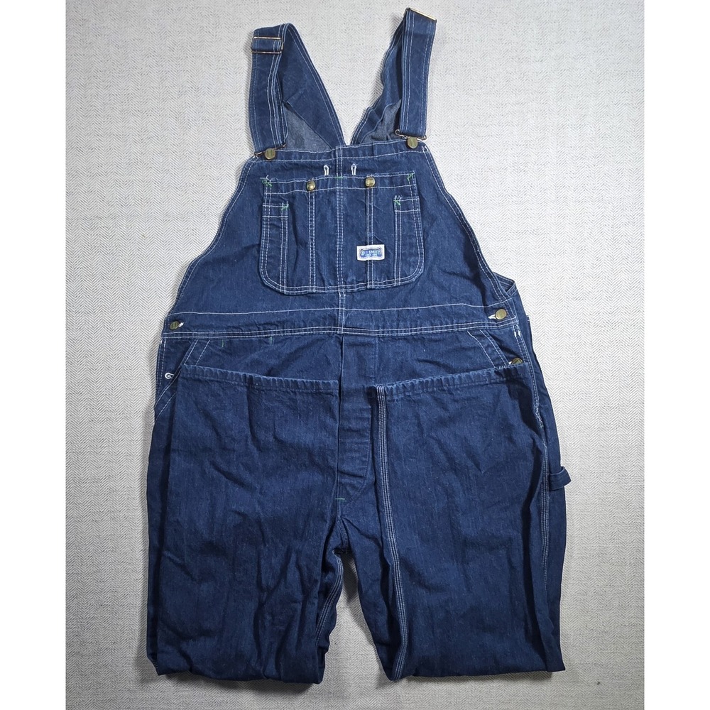 Big Smith Denim Overalls USA Made Mens 44x30 Dark Wash Workwear Carpentry